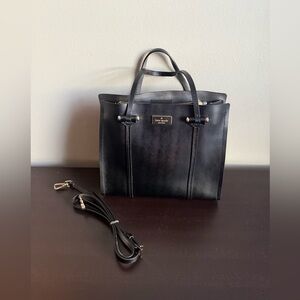 Kate Spade Elodie Arbour Hill  Smooth Leather Black/Silver Satchel Crossbody Bag